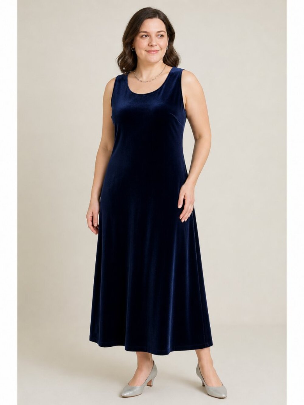 Dress Barn Navy Blue Velvet Maxi Dress Size 22 Sleeveless Evening